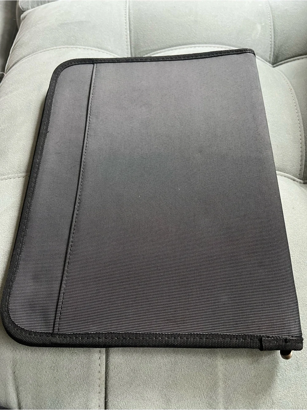 Black Gray Document Organizer with Multiple Zip Pockets